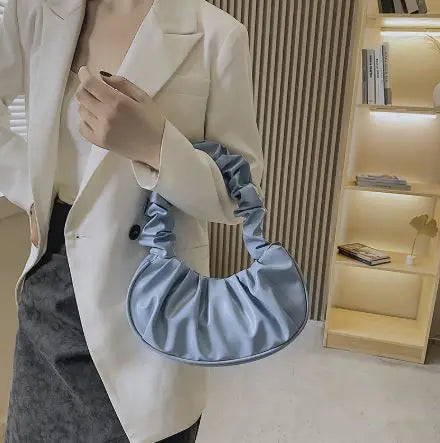 Lady Bug - Pure Color Pleated Shoulder Bag