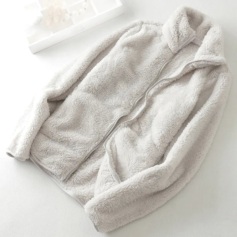 Coral Fleece Jacket for Women and Men, Thick Outdoor Wear