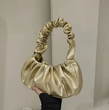 Lady Bug - Pure Color Pleated Shoulder Bag