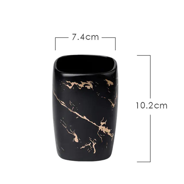 Marble Striped Ceramic Toothbrush Cup