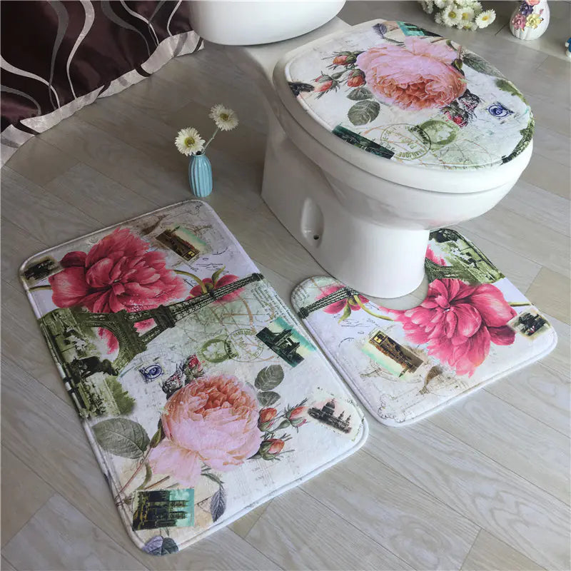 Ocean-Themed Bathroom Mat Set