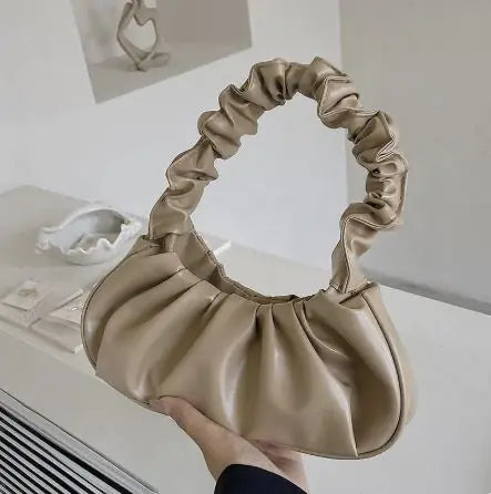 Lady Bug - Pure Color Pleated Shoulder Bag
