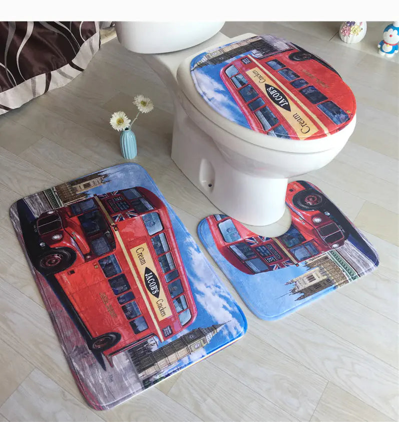 Ocean-Themed Bathroom Mat Set