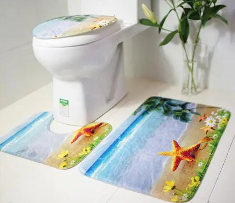 Ocean-Themed Bathroom Mat Set