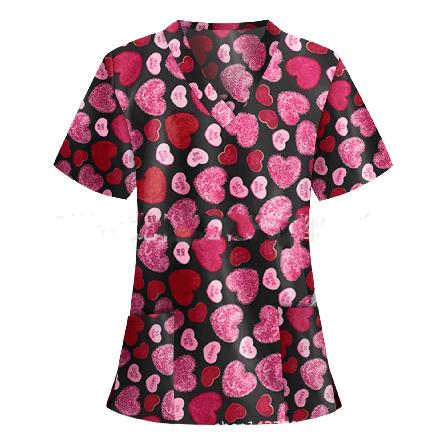 Pocket V-Neck Short-Sleeved T-Shirt Nurse Uniform