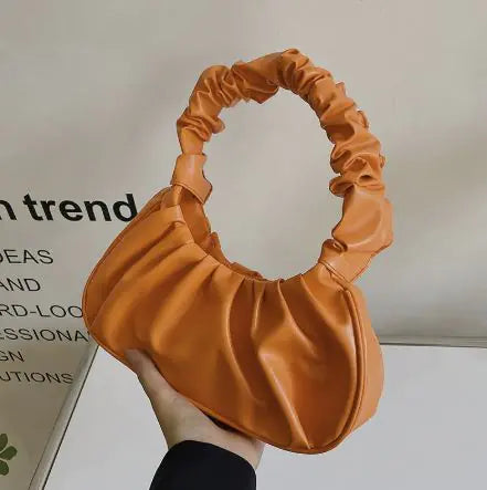 Lady Bug - Pure Color Pleated Shoulder Bag