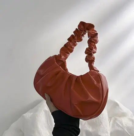 Lady Bug - Pure Color Pleated Shoulder Bag