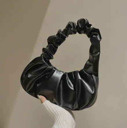 Lady Bug - Pure Color Pleated Shoulder Bag