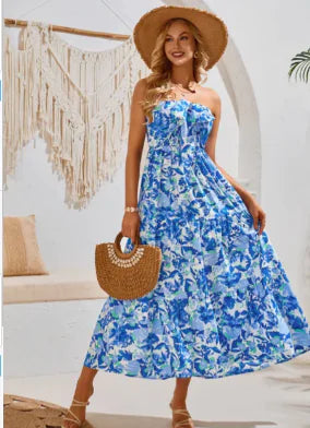 Haven Elegant Printed Maxi Dress - Green / XL