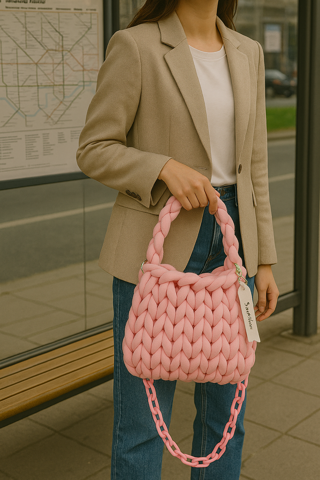 Multi-Colored Wool Tote Bag