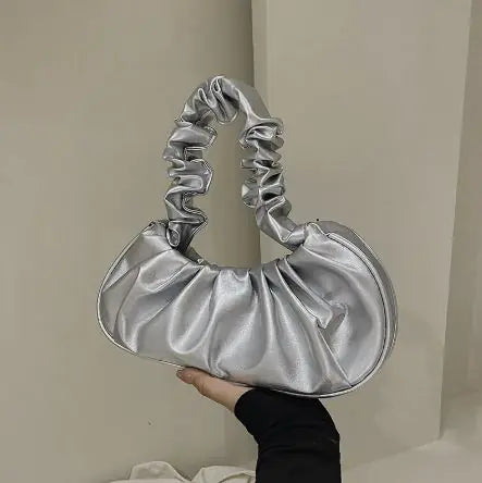 Lady Bug - Pure Color Pleated Shoulder Bag