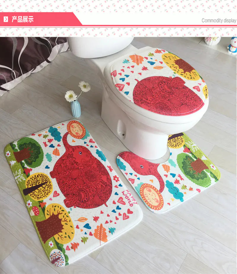 Ocean-Themed Bathroom Mat Set