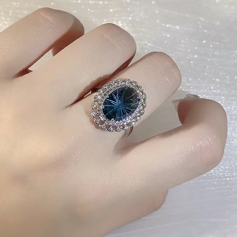 Natural Fireworks Blue Topaz Women's Ring
