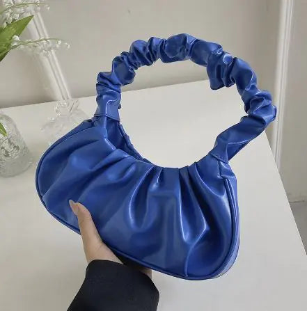 Lady Bug - Pure Color Pleated Shoulder Bag