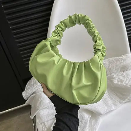 Lady Bug - Pure Color Pleated Shoulder Bag