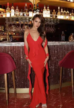 Ludo Dress - New Sexy V-Neck Backless Mermaid Gown