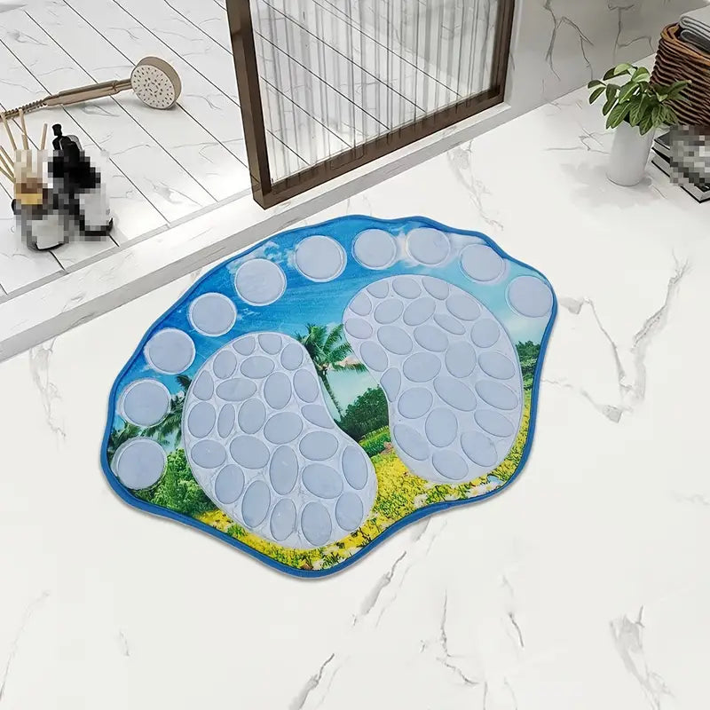 Cobblestone Patterned Non-Slip Bathroom Rug 39x59CM