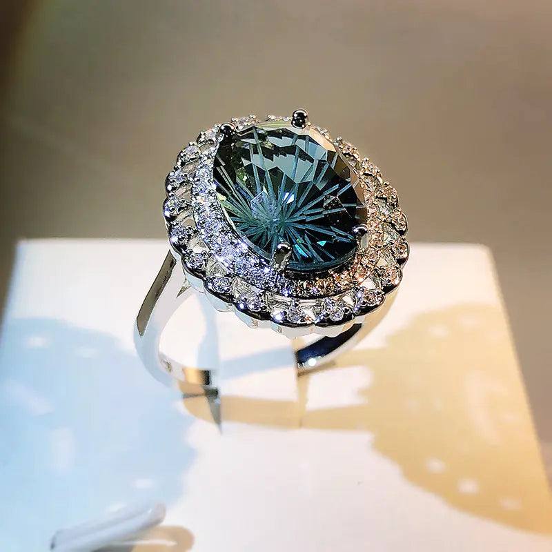 Natural Fireworks Blue Topaz Women's Ring