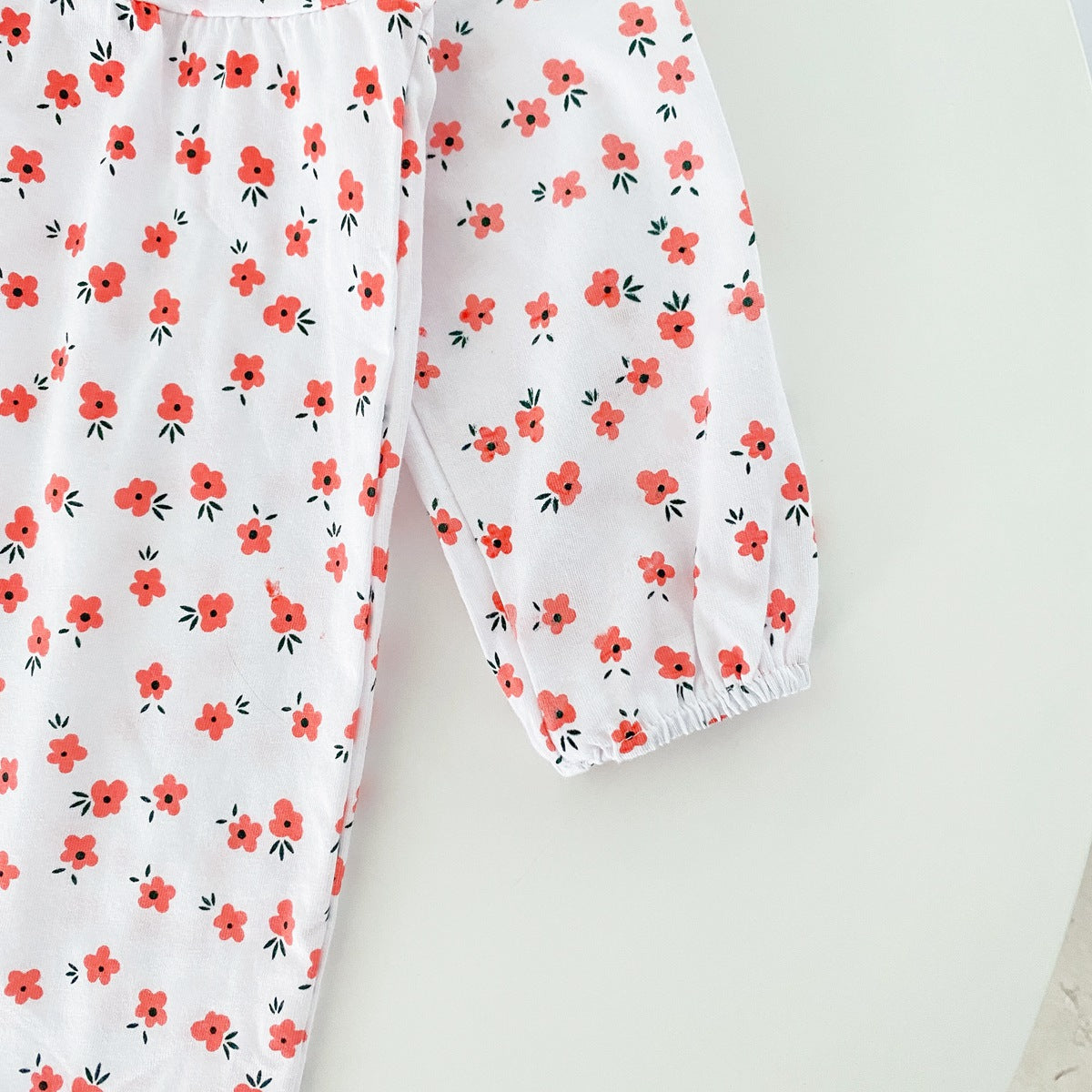 Baby Girl Ditsy Floral Print Carrot Embroidered Pattern Lapel Romper