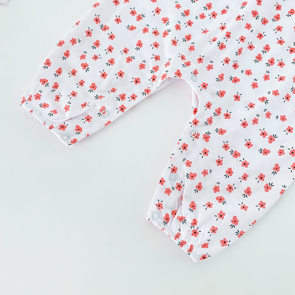 Baby Girl Ditsy Floral Print Carrot Embroidered Pattern Lapel Romper