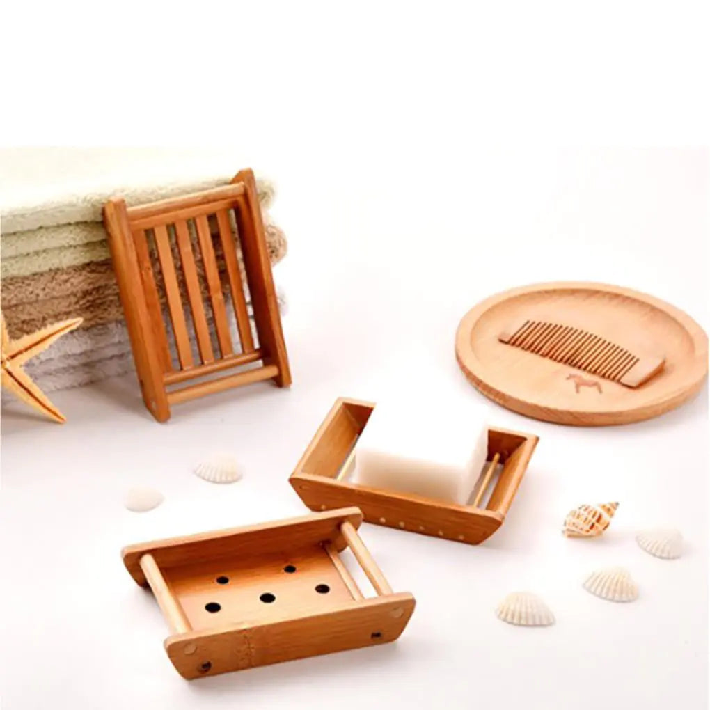 Manual Bamboo Drain Soap Box