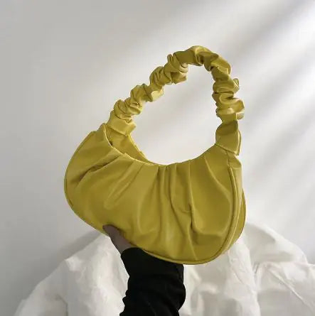 Lady Bug - Pure Color Pleated Shoulder Bag