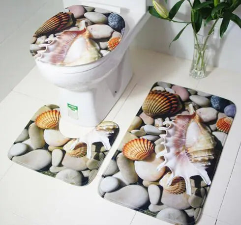 Ocean-Themed Bathroom Mat Set