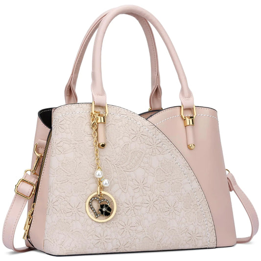 Ladies Satchel Shoulder Top Handle Bag (2-Pink)
