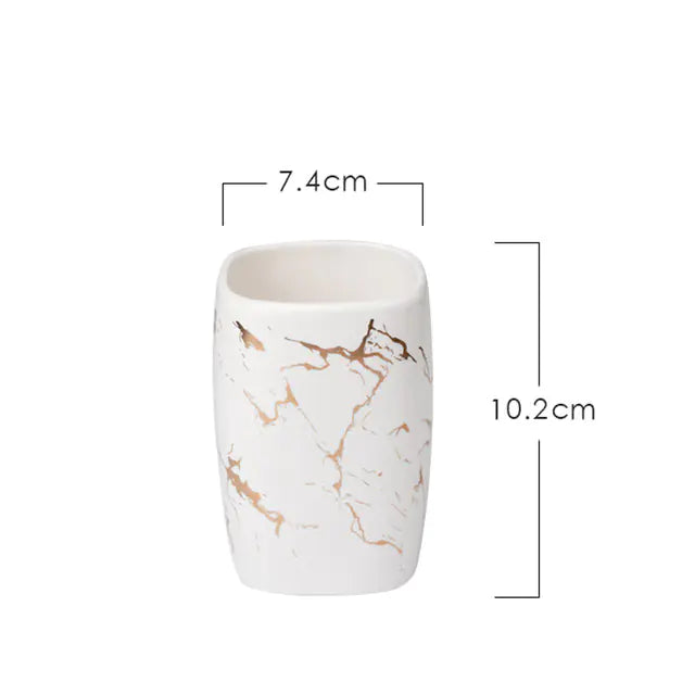 Marble Striped Ceramic Toothbrush Cup
