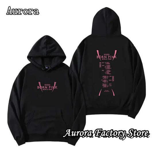 Black Pink Printed Hoodie for Men and Women - Casual Wear