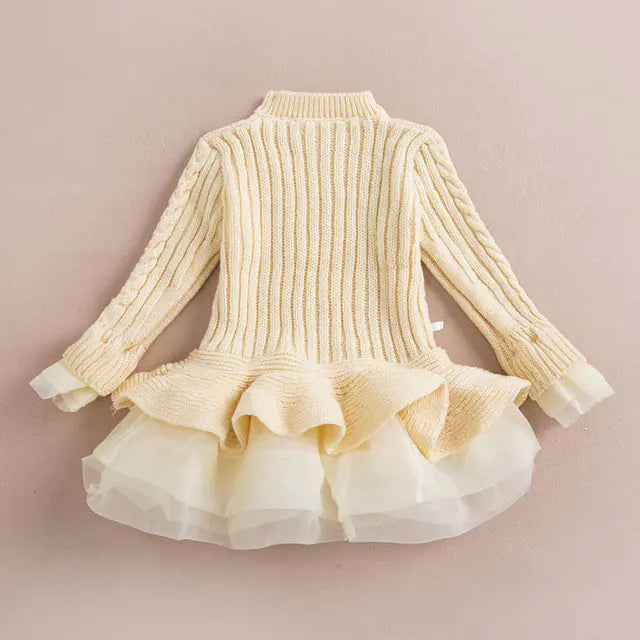 Warm Red Knitted Christmas Dresses for Girls