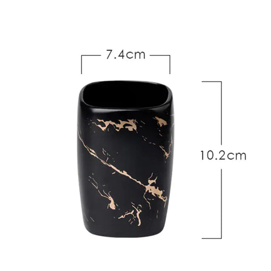 Marble Striped Ceramic Toothbrush Cup