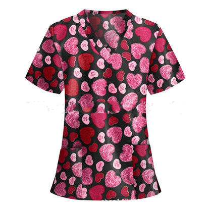Pocket V-Neck Short-Sleeved T-Shirt Nurse Uniform