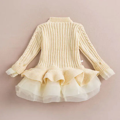 Warm Red Knitted Christmas Dresses for Girls