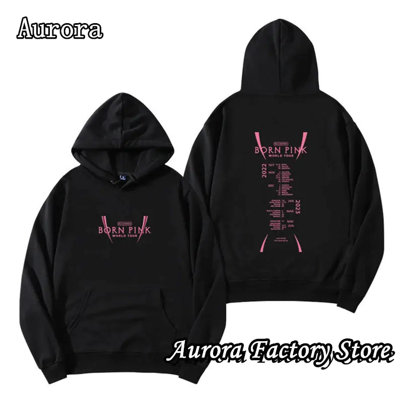 Black Pink Printed Hoodie for Men and Women - Casual Wear