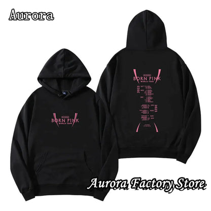 Black Pink Printed Hoodie for Men and Women - Casual Wear