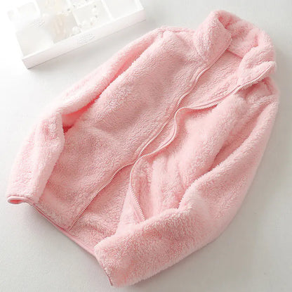 Coral Fleece Jacket for Women and Men, Thick Outdoor Wear