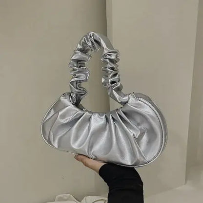 Lady Bug - Pure Color Pleated Shoulder Bag
