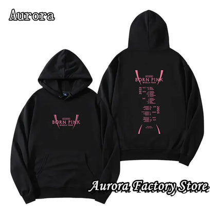 Black Pink Printed Hoodie for Men and Women - Casual Wear