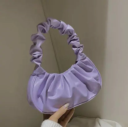 Lady Bug - Pure Color Pleated Shoulder Bag