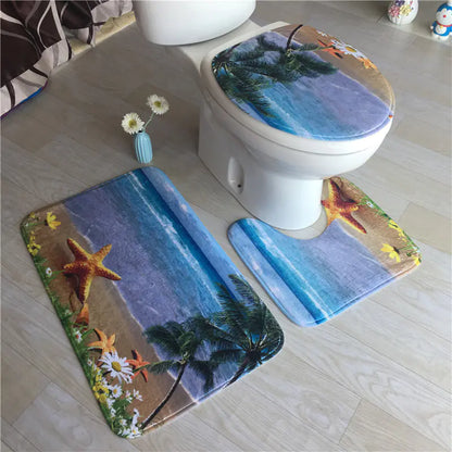 Ocean-Themed Bathroom Mat Set