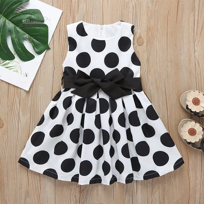 Polka Dot Bow A-Line Skirt for Girls' Dresses