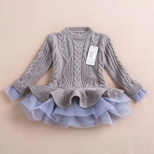 Warm Red Knitted Christmas Dresses for Girls