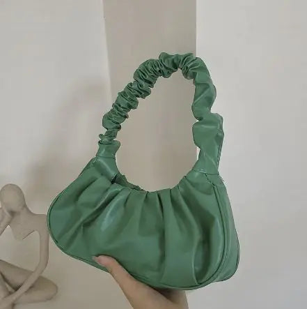 Lady Bug - Pure Color Pleated Shoulder Bag