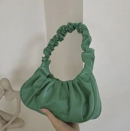Lady Bug - Pure Color Pleated Shoulder Bag