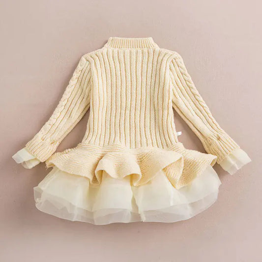 Warm Red Knitted Christmas Dresses for Girls