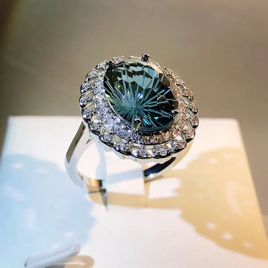 Natural Fireworks Blue Topaz Women's Ring