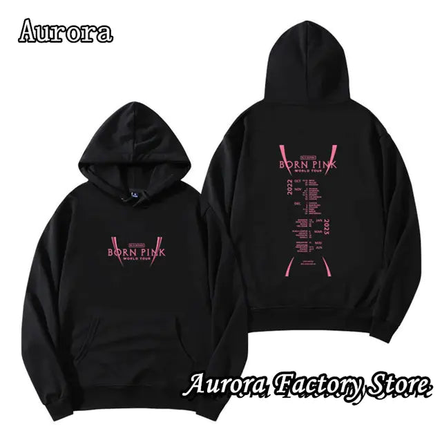 Black Pink Printed Hoodie for Men and Women - Casual Wear