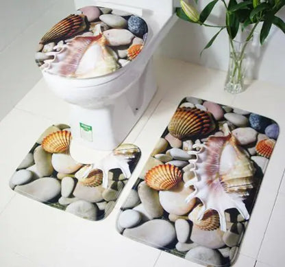 Ocean-Themed Bathroom Mat Set