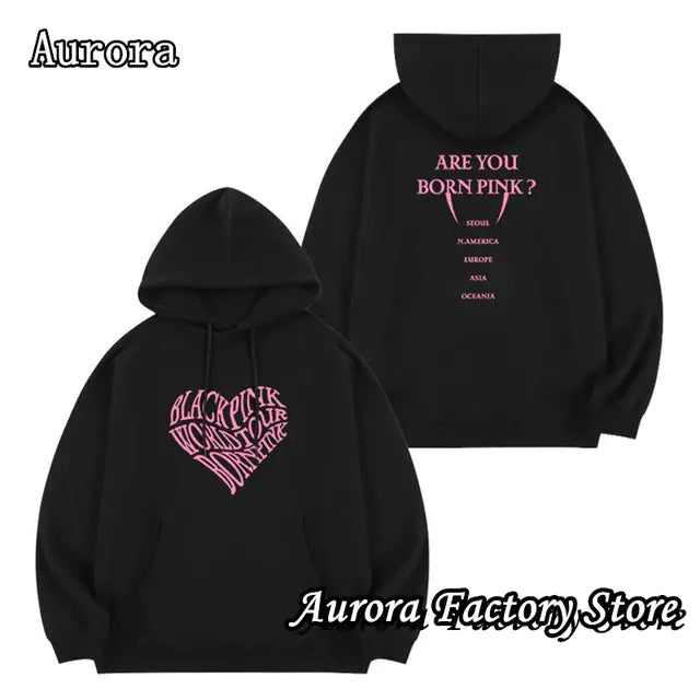 Black Pink Printed Hoodie for Men and Women - Casual Wear